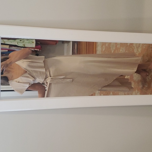 Champagne Cream Wrap Satin Dress - Picture 4 of 9